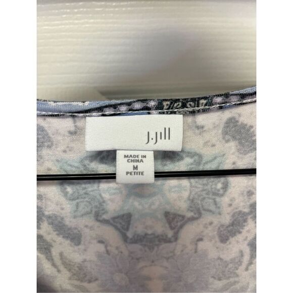 J. Jill Soft Blue & Gray Print Drop Waist Loose Dress Sz MP EUC - Picture 3 of 6